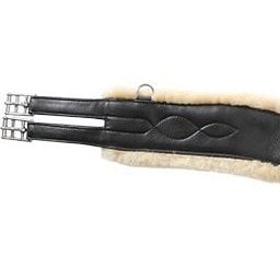 Artificial Leather Girth with Sheepskin, Black/Natural