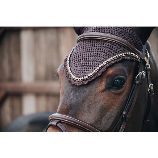 Kentucky Horsewear Fly Veil Long Stone & Pearl - Brown