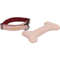 Design x Travel Dog Collar "Pink Powder" with a Dog Toy