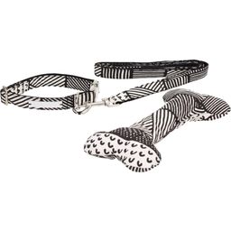 Set aus Halsband, Leine & Spielzeugknochen "Black & White"