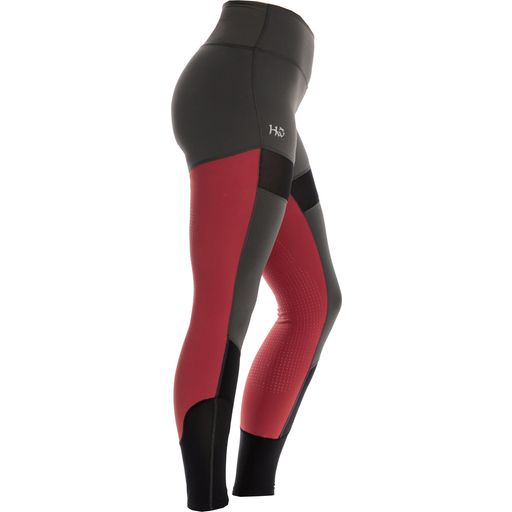 Riding Tights Silicon Fashion, Charcoal/Redwood