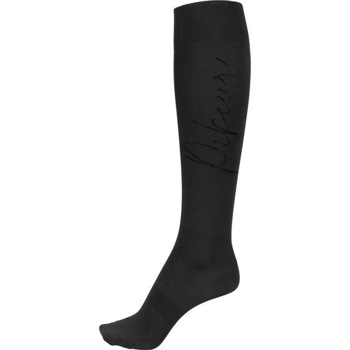 PIKEUR Knee High Socks with Rhinestones, Black