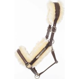 "Marvelous" Leather Halter with Lambskin, Brown