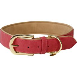 Dog Collar made of Imitation Leather, Red/Beige