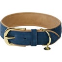 Dog Collar Imitation Leather, Navy/Beige, XS (37 cm)