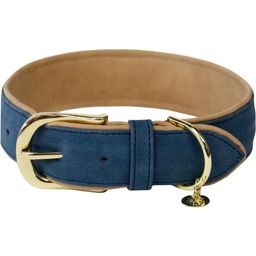 Dog Collar made of Imitation Leather, Navy/Beige