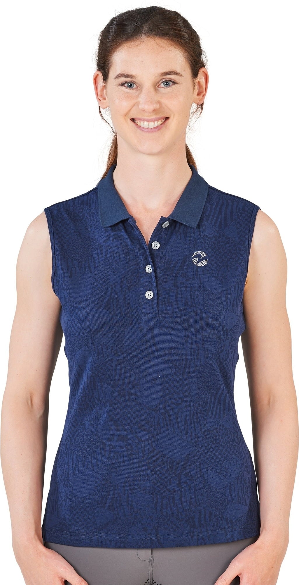 BUSSE SHANON Polo Shirt, Sleeveless, Navy
