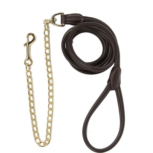 Kentucky Horsewear Faux Leather Lead with Chain, 270 cm - Marrone