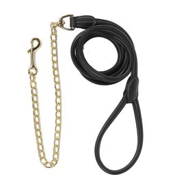 Kentucky Horsewear Faux Leather Lead with Chain, 270 cm - Nero