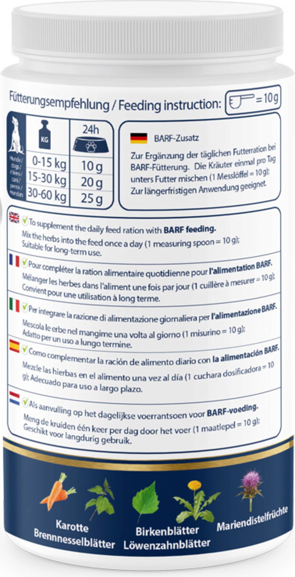 BARF-Zusatz - Premium Kräuterpulver für Hunde - 500 g