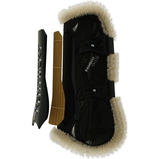 Vegan Sheepskin Elastic Tendon Boots, Black