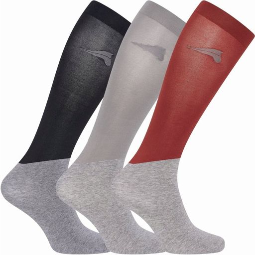 ESGina Socks - Set of 3, Black-Grey Mel.-Pomegranate