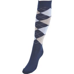 COMFORT-CHECK III Socks, Navy/Taupe/White