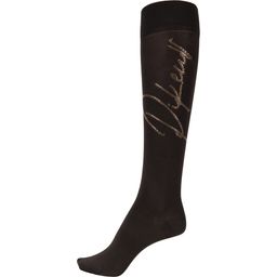Knee-High Socks with PIKEUR Rhinestones, Dark Coffee