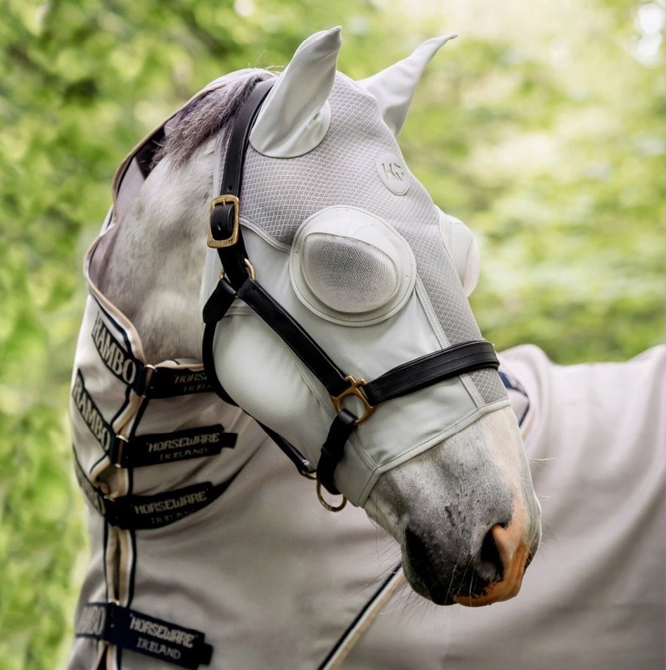 Horseware Ireland Rambo Tech-Fit Fly Mask, Grey-Silver