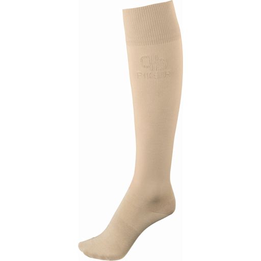 Knee Socks with Gold Rhinestuds, Vanilla Creme - 35-37