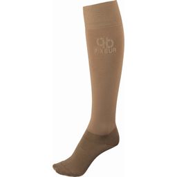 PIKEUR Knee Socks with Gold Rhinestuds, Caramel