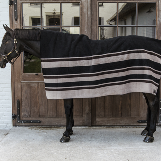 Heavy Fleece Rug Square Stripes - 210 x 200 cm - Marrone/beige