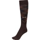 PIKEUR Knee Socks - Checked, Chocolate
