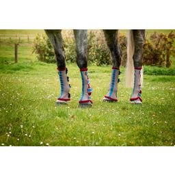 Horseware Ireland Fly Boot, Oatmeal/Cherry, Peach & Blue - Pony