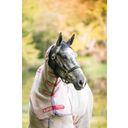 Rambo Protector Fly Rug with Disc-Front Closure, Oatmeal/Cherry, Peach & Blue - 160 cm
