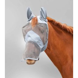 Premium Fly Mask with Ear & Nose Protection, Silver Grey - Full