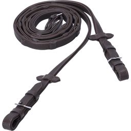 Riendas de Cuero 'Durasoft Reins Grip Wide' 18 mm, Dark Brown/Silver - Full