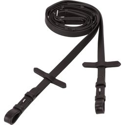 Rubberen Teugels 'Soft Rubber Reins Stops' 16 mm - Dark brown/Silver - WB