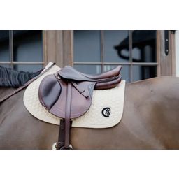 Kentucky Horsewear 'Plaited 3D Logo' Jumping Saddle Pad  - beige