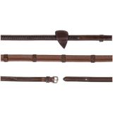 1/2'' (13mm) Rubber Reins with 7 Leather Bars, Brown, Full