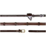 D-Collection - 1/2'' (13mm) Rubber Reins with 7 Leather Bars, Brown, Cob