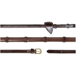 D-Collection - 1/2'' (13mm) Rubber Reins with 7 Leather Bars, Brown, Cob - 1 Pc