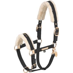 ESKADRON Faux Fur Leather Halter, Black - Cob