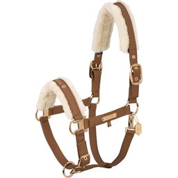 ESKADRON Faux Fur Leather Halter, Almond - Cob