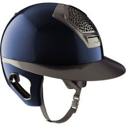 Casque d'Équitation Voronoï Carbon - avec Protection des Tempes, Bleu/Noir - S