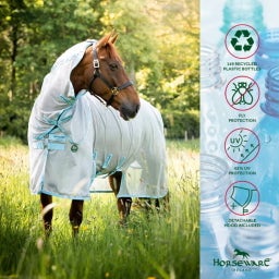 Horseware Ireland AmEco Bug Buster Plus, Silver/Sky Blue - 140 cm