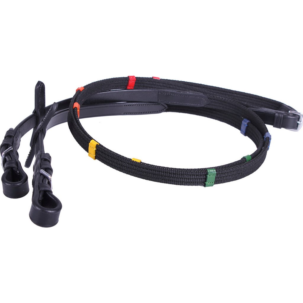 Dy´on Rênes de chasse 5/8 avec 7 boucles en cuir sans butée NE Dy´on Rênes de chasse 5/8 avec 7 boucles en cuir sans butée NE