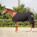 QHP Fleecedecke mit Ornament, Schwarz/Silber