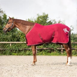 Fleecedecke mit Ornament, Bordeaux/Silber - 105 cm