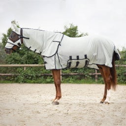 QHP Fliegendecke mit Hals & Haube, Grau - 90 cm