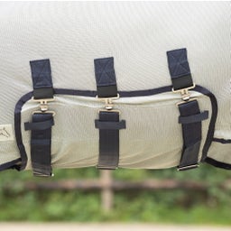 QHP Fliegendecke mit Hals & Haube, Grau - 90 cm