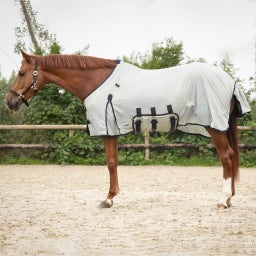 QHP Fliegendecke mit Hals & Haube, Grau - 90 cm