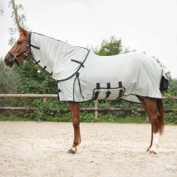 QHP Fliegendecke mit Hals & Haube, Grau - 90 cm
