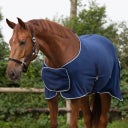 QHP Fleecedecke mit Ornament, Navy/Silber - 105 cm