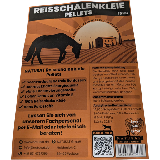 NATUSAT Reisschalenkleie Pellets - 15 kg