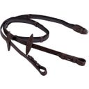 Rênes Antidérapantes avec Butées en Cuir, Marron Foncé - Poney