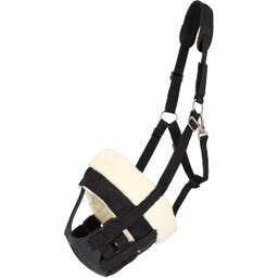 QHP Grazing Muzzle with Faux Fur, Black - Cob