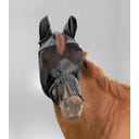 Fliegenmaske Premium mit Ohren und Nasenfransen, schwarz