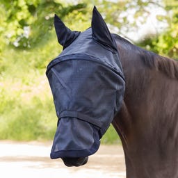 Fliegenmaske Premium Space mit Ohren- & Nasenschutz, schwarz - Warmblut extra