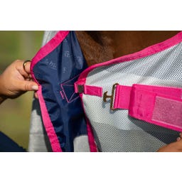 Bucas Buzz-Off Fly Rug with Neck, blue/blossom - 135 cm